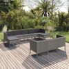 vidaXL Garden Lounge Set Gray PE Rattan, Powder-Coated Steel, Polyester