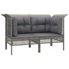 vidaXL Patio Corner Sofas with Cushions 2 pcs Grey Poly Rattan