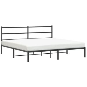 vidaXL Bed Frame Black Powder-Coated Steel Full Modern Bed Frame