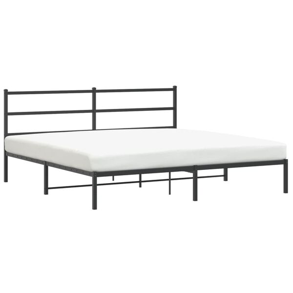 vidaXL Bed Frame Black Powder-Coated Steel Full Modern Bed Frame