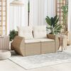 vidaXL Garden Sofa Beige PE Rattan, Powder-Coated Steel 2-seater Modular