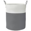 vidaXL Storage Basket Grey and White 100% Cotton Medium Foldable
