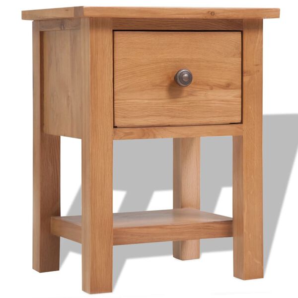 vidaXL Nightstand Brown Solid oak, MDF Small Nightstand Rectangular