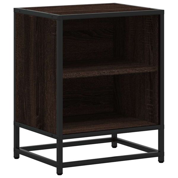 vidaXL Bedside Cabinet Brown Oak Engineered Wood, Metal Medium