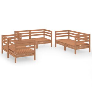 vidaXL Garden Lounge Set Honey Brown Solid Pine Wood Standard Modular