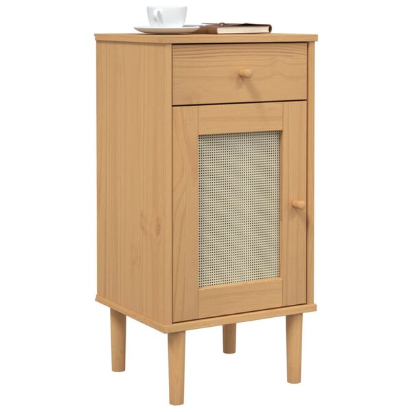 vidaXL Bedside Cabinet Brown Solid Pine Wood Medium Bedside Cabinet