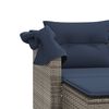 vidaXL Garden Sofa Grey, Navy Blue PE Rattan, Powder-Coated Steel, Polyester