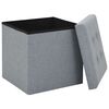 vidaXL Storage Stool Set of 2 Light Grey Faux linen, MDF, Foam Medium