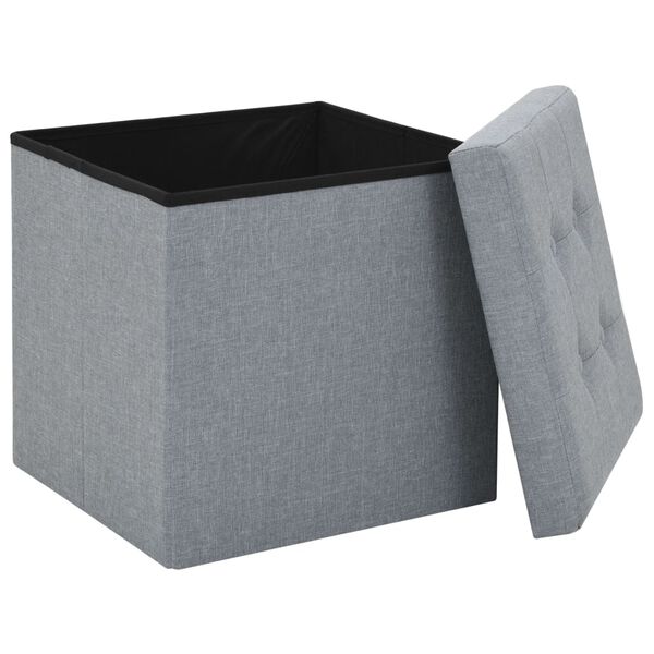 vidaXL Storage Stool Set of 2 Light Grey Faux linen, MDF, Foam Medium