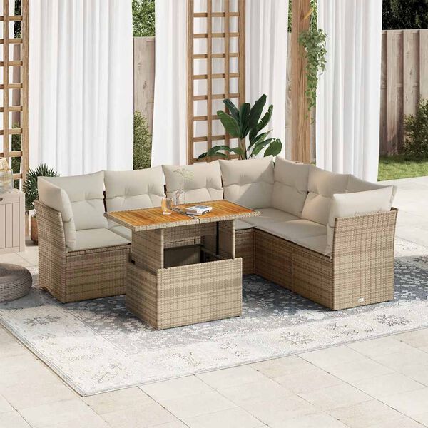 vidaXL Garden Sofa Set Beige and cream white
