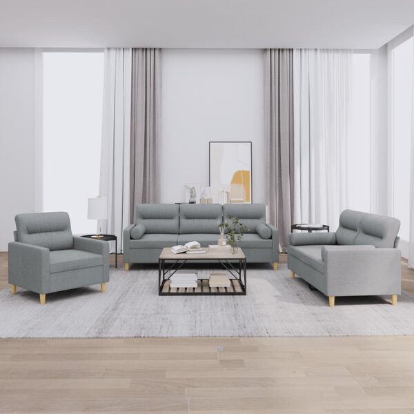vidaXL Sofa Set Light Grey