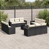 vidaXL Garden Sofa Set Black PE Rattan Large Adjustable Feet
