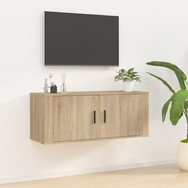 vidaXL Wall Mounted TV Cabinet Sonoma Oak Engineered Wood Medium