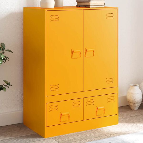 vidaXL Highboard Mustard yellow Cold-rolled steel Medium Highboard