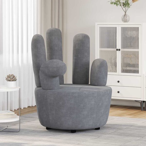 vidaXL Velvet Chair Grey Wooden frame, Polyester velvet