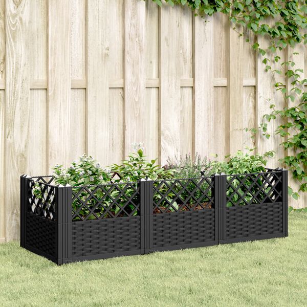 vidaXL Garden Planter Black PP (polypropylene) 48.6 x 17.1 x 17.1 in