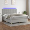 vidaXL Box Spring Bed with Mattress&LED Light Gray 72"x83.9" California King Fabric