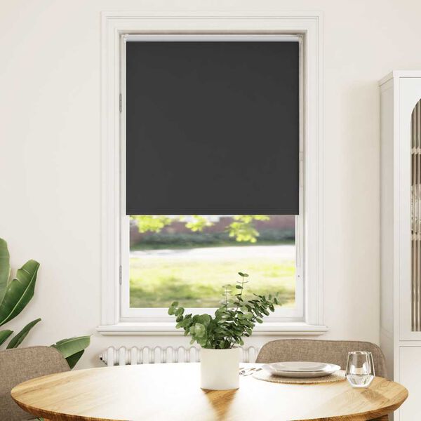 vidaXL Roller Blind Black 100% Polyester, Aluminum 29.5 in x 68.9 in