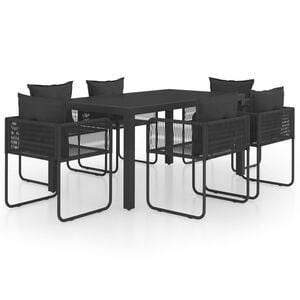 vidaXL Dining Set Black PVC rattan, Powder-Coated Steel, WPC, Aluminum