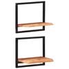 vidaXL Wall Shelf Set of 2 Brown, Black Solid Acacia wood, Steel Medium