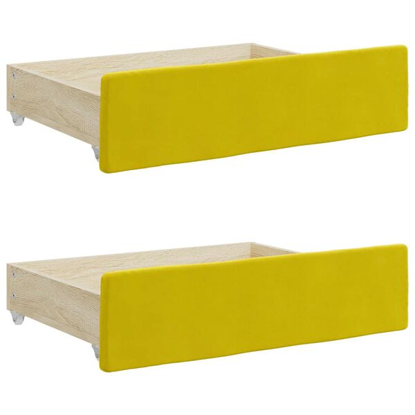 vidaXL Bed Drawer Yellow Engineered wood, Velvet (100% polyester) Standard
