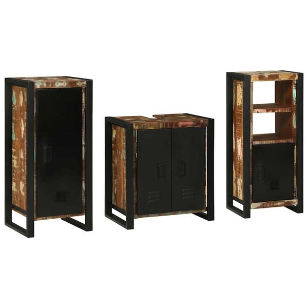vidaXL Bathroom Furniture Set with Shelf 3 pcs Brown Solid Mango Wood