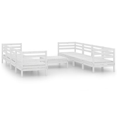 vidaXL 9 Piece Patio Lounge Set White Solid Pinewood