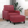 vidaXL Sofa Chair With Footstool Wine Red