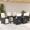 vidaXL Garden Dining Set with Cushion 7 pcs Black Poly Rattan