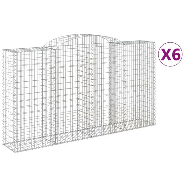 vidaXL Gabion Basket Set of 6 Silver Galvanized iron Large Durable
