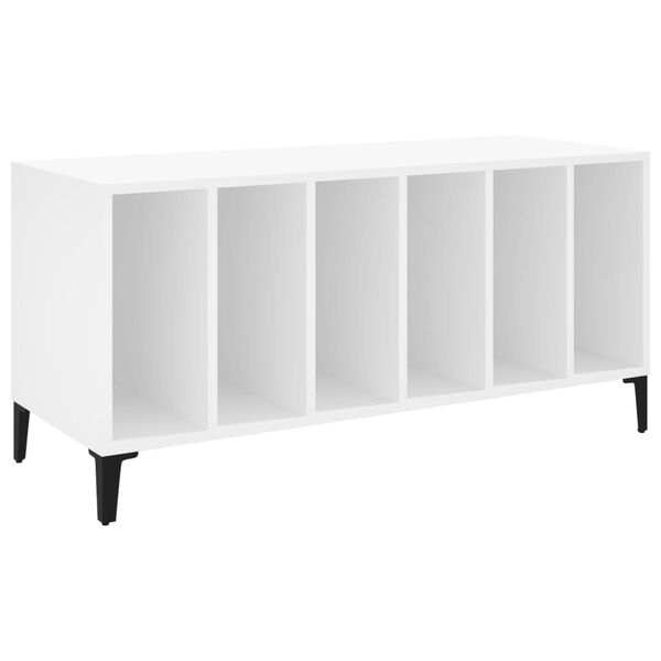 vidaXL Record Cabinet White Engineered wood, metal Medium Record Cabinet