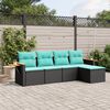 vidaXL Patio Sofa Set Black and Blue