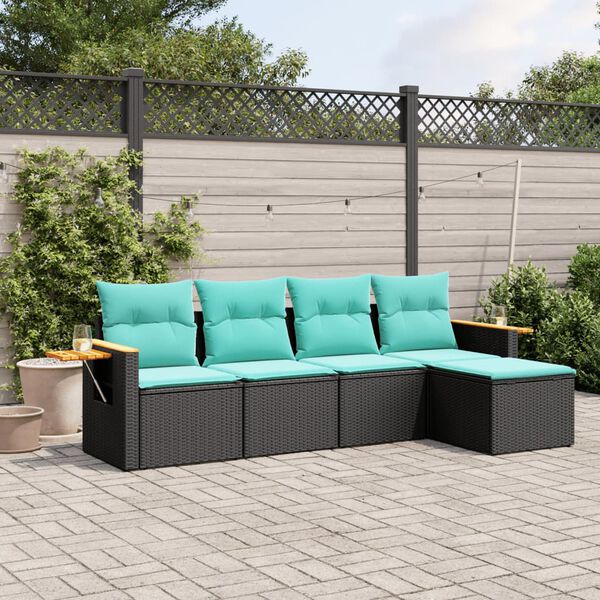 vidaXL Patio Sofa Set Black and Blue