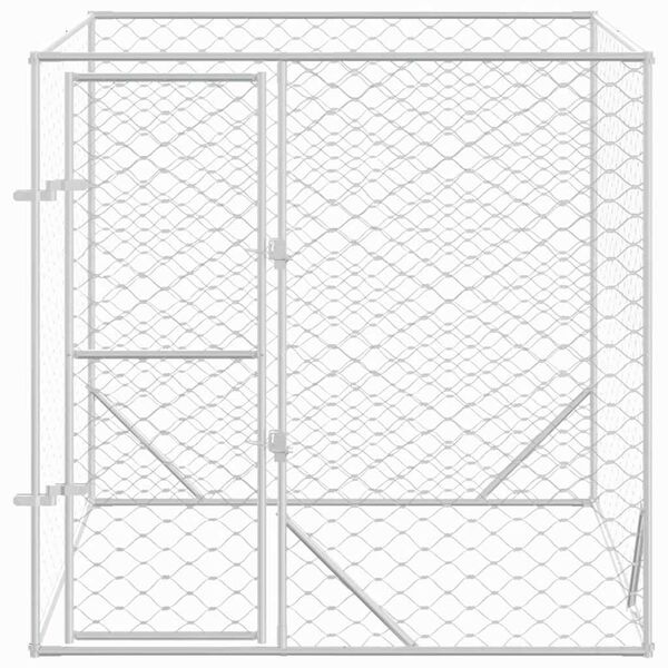 vidaXL Outdoor Dog Kennel Silver Galvanized steel 6.6 x 6.6 x 8.2 ft