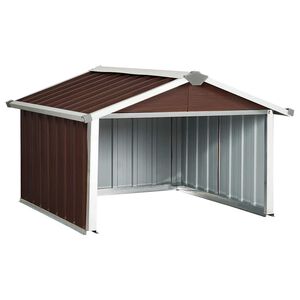 vidaXL Garden Shed Brown Galvanized Steel Medium Durable Garden Shed