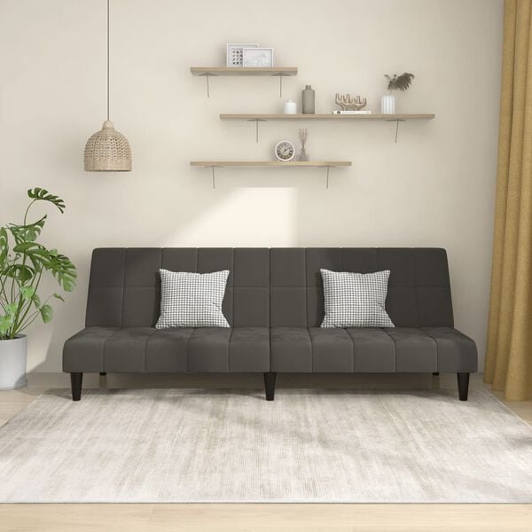 vidaXL Sofa Bed Dark Grey Velvet (100% polyester), wood, foam Medium