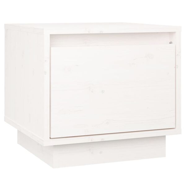 vidaXL Bedside Cabinet White Solid pinewood Compact Storage