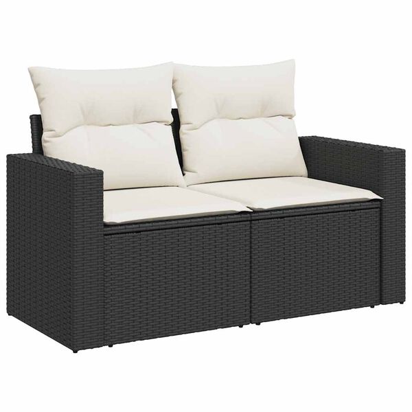 vidaXL Garden Sofa Set Black, Cream White