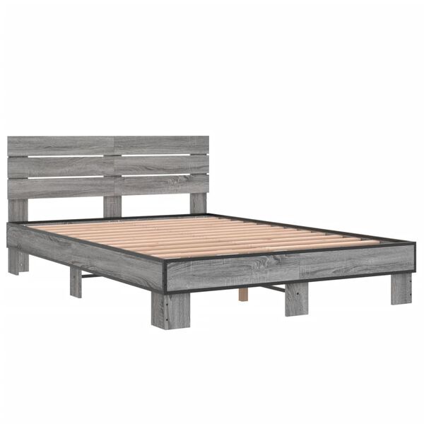 vidaXL Bed Frame Gray Sonoma Engineered wood, metal, plywood Double