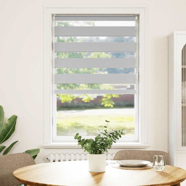 vidaXL Zebra Blind Light grey 100% Polyester, Aluminum 33.5 x 39.4 in