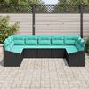 vidaXL Garden Sofa Set 9 pcs Black and Turquoise Poly Rattan