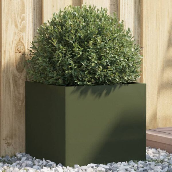 vidaXL Planter Olive Green Cold-rolled Steel Medium Decorative Inlays