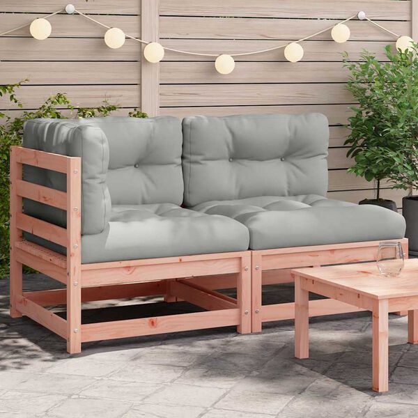 vidaXL Garden Sofa Grey Solid Douglas Wood 55.1 x 27.6 x 26.4 in Modular