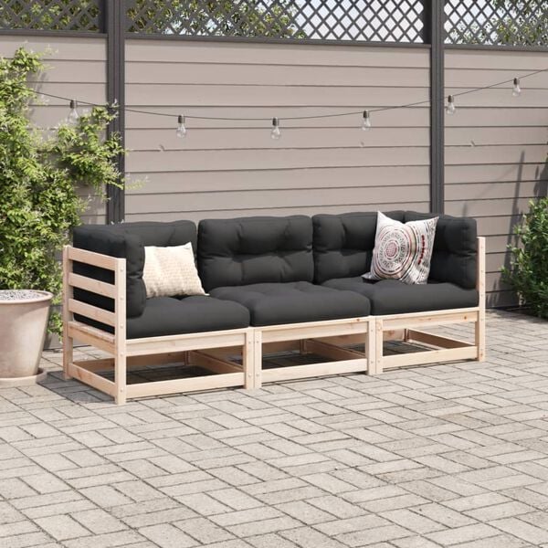 vidaXL Patio Sofa Set Anthracite, Natural wood