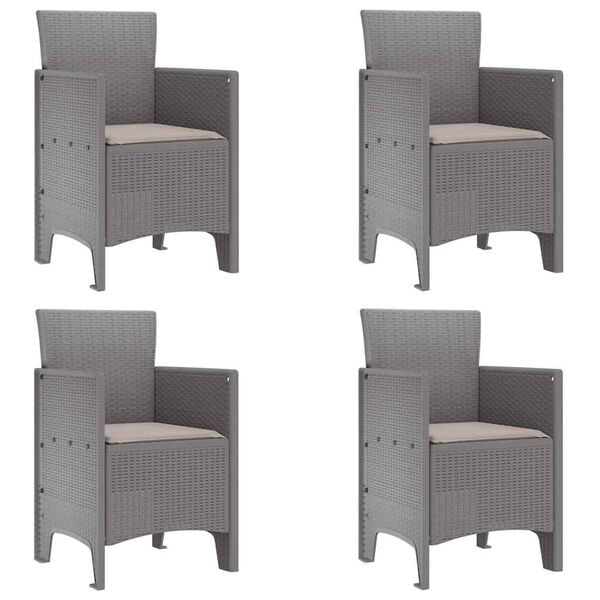 vidaXL Garden Chair 4 pcs Light Grey 20.87 x 19.29 x 33.46 in