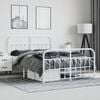 vidaXL Bed Frame White Powder-Coated Steel 55 x 79 in Bed Frame