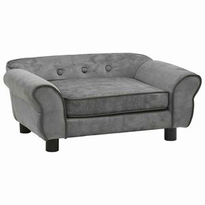 vidaXL Dog Sofa Dark Grey Plush (80% polyester, 20% cotton), solid fir wood