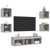 vidaXL TV Wall Unit Set of 7 Grey Sonoma Engineered wood, glass Large