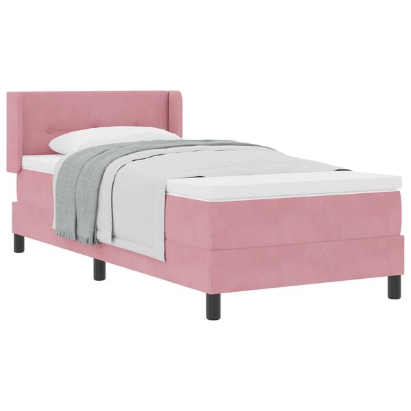 vidaXL Box Spring Bed with Mattress Pink 78.74 x 31.50 in Polyester