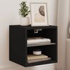 vidaXL TV Wall Cabinet Black Engineered wood and glass Compact